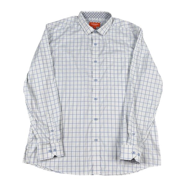 Johnston & Murphy Performance Mens Blue & White Button Down Shirt Sz XL - Picture 1 of 5